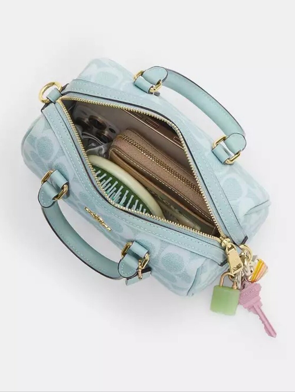 Coach Mini Rowan Crossbody BagIn Signature Canvas (Light blue) - Picture 11 of 14